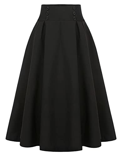 Amazon.com: Black Midi Skirt for Women 2025 High Waisted