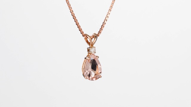 Peora Morganite & Diamond Pendant - 14K Rose Gold Teardrop, Pear Shape 10x7mm, 1.80 Carats - View #4