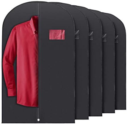 PLX 40" Black Garment Bags Suit Bag for Travel & Clothing Storage of Dresses, Shirts, Fur Coats, Jackets & Dance Costumes - Hanging Suit Cover for Men & Women Closet Storage Garment Protector