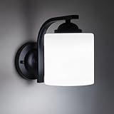 Wall Sconce 1 Light, Modern Wall Light Fixture, Matte Black Sconces Wall Lighting for Bedroom Kitchen Bathroom Hallway Porch, Wall Lamp with Milky White Glass Shade, E26 Socket (Bulb Not Included)