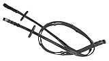 Covalliero Riendas de Red con Extremos de Cuero, 280x20cm, Negras, Full, Caballo, par, con Tope martingala