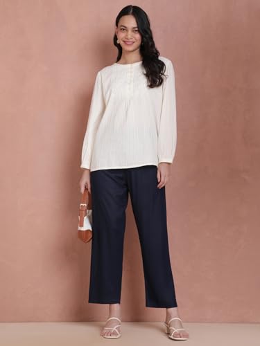 Image of TWIN BIRDS Women Viscose Kurti Pants | Straight Fit Ethnic Daily Trousers