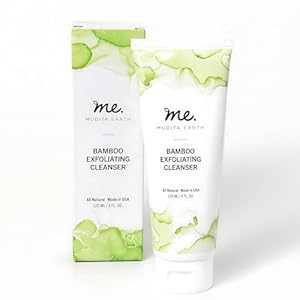 Mudita Earth Organic Bamboo Microdermabrasion Facial Scrub: for Acne and Sensitive Skin, Micro Dermabrasion Bamboo Powder Scrub with Lactic Acid