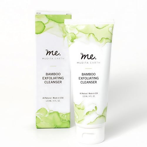 Mudita Earth Organic Bamboo Microdermabrasion Facial Scrub: for Acne and Sensitive Skin, Micro Dermabrasion Bamboo Powder Scrub with Lactic Acid