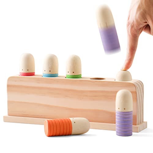 Image of Pop Up Toy Multicolor Puppets | Wooden Color Sorting Toys | STEM Montessori Color Matching Toys | Preschool Learning Educational Toys Gifts for Kids Boys Girls Ages for 1 2 3 Years (Classic Colours)