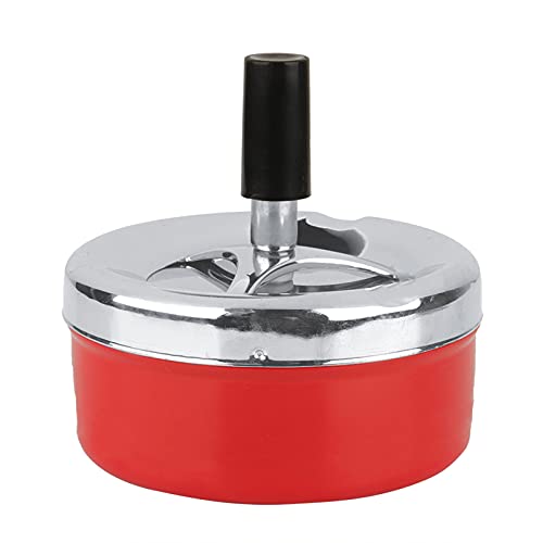 Cendrier de table pour terrasse et salon avec poussoir rotatif anti-odeur en métal rond