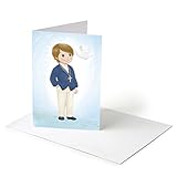portafotos cartulina comunion Es original. Mopec Portafoto para Comunión de niño con Americana Azul, Pack de 25 Unidades, Cartulina, Multicolor, 0.02x11.50x17.00 cm