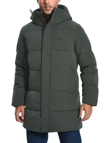 Image of Pioneer Camp Mens Long Winter Coat Hooded Waterproof Insulated Puffer Jacket Thicken Puffy Warm Down Windbreaker Parka