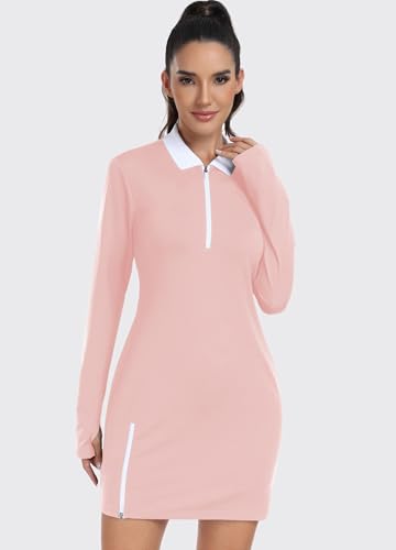 Image of Hiverlay Tennis Dresses for Women with 2 Pockets Built in Shorts UPF 50+ Golf Dress Workout Athletic Dresses