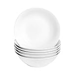Argon Tableware 6X White Cereal Bowls 18cm (7") - Classic Breakfast, Soup, Ramen & Dessert Bowls - Durable Everyday Crockery for Home & Restaurants - Microwave & Dishwasher Safe