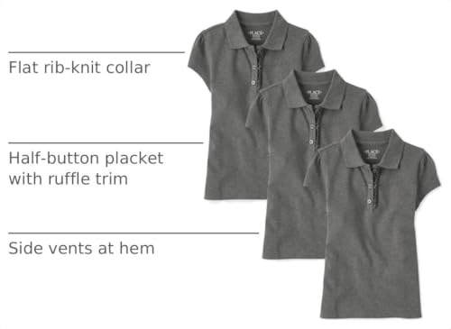 The Children's Place,Girls,Multipack Short Sleeve Pique Polos,Dk Gray 3-Pack,XX-Large by The Children's Place - Used condition - US$38.30