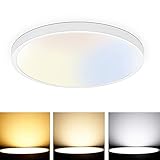 LED Flush Mount Ceiling Light Fixture,12 Inch 20W, 3 in 1 CCT Selectable (3000K/4000K/6500K), Round Flat Surface Mount Ceiling Light for Bedroom, Dinning Room, Kitchen, Living Room, Office etc
