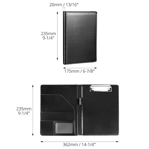 QWORK® A5 Dokumentenmappe Klemmbrett mit Deckel, Schreibmappe Konferenzmappe, Halten Sie A5 A6 Dokumente und Visitenkarten