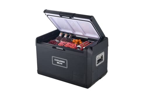 Image of Explorer Bear 12 Volt Refrigerator 12V Car Fridge 12 /24V DC 110-240V AC Portable Freezer Compressor Cooler 0℉-50℉ 3-Year Warranty for Truck Van RV SUV Boat Trailer Travel Road Trips Camping
