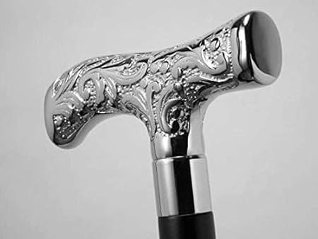 Bastone da passeggio in ottone anticato, elegante manico in argento, per uomini e donne, per ogni occasione