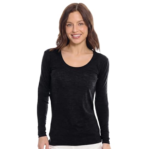 Image of Merino Wool Base Layer Women - 100% Merino Wool Shirt Women Thermal Underwear Long Sleeve T-Shirt for Hiking