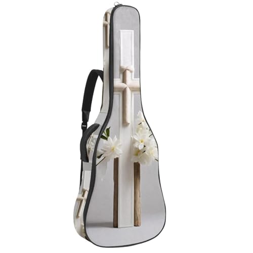 Sac pour guitare acoustique étanche multicolore de 109 cm avec motif croix blanche