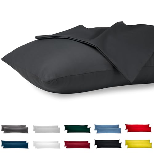Seitenschläferkissen Bezug 40 x 145 Baumwolle Premium Jersey 2er Set Kissenbezug Deko für Kissen Bett/Sofa Stoff Weicher Resistent Hypoallergen Anti-Milben Kopfkissenbezug Verdecktem Zip Voll Waschbar