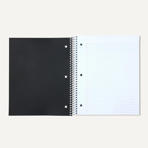 Image of Amazon Basics College-Ruled 3-Subject Spiral Notebook, 150 Sheets, 8.5 x 11 inches, Black