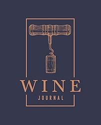 Photo of a wine journal that is clickable to an affiliate. The journal is blue with gold writing and says Wine Journal