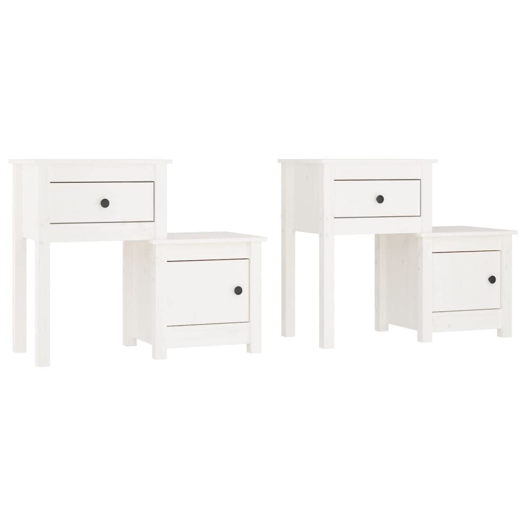 Tables de chevet 2 pcs avec tiroir et grand compartiment de rangement blanc