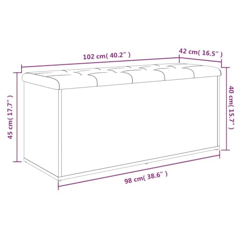 Banc de rangement coffre en chêne avec couvercle rabattable et grand espace - 2
