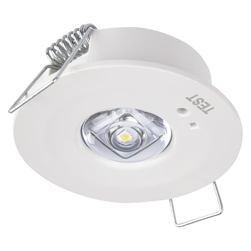 EMOS - LED-Sicherheitsleuchte ORSU 1W mit 2 Linsen und Akku - Antipanikbeleuchtung mit Auto-Testfunktion - 3 Std. Notfall-Modus - Einbaumontage - kaltweißes Licht - für Innenbereich - weiß
