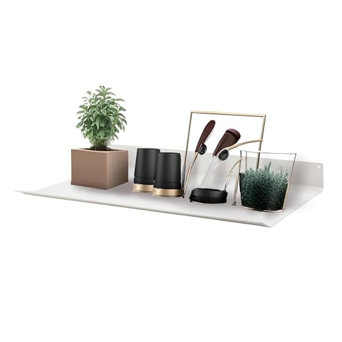 Image of Spillbox Metal Floating Shelf | Wall Mounted Shelf | Invisible Mounting|Decorative Shelf|Living Room|Kitchen Organizer|Stand|Holder for Wi-fi Camera Multipurpose(White, Small)
