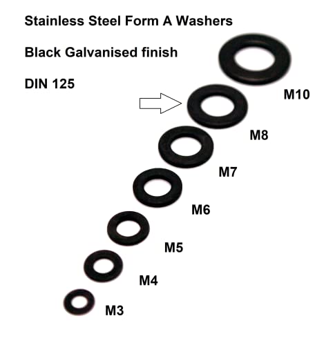 10 rondelle forma a in acciaio inox nero zincato
