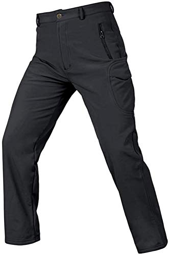 Pantalon tactique camouflage noir en softshell doublé polaire pour homme taille 34-37