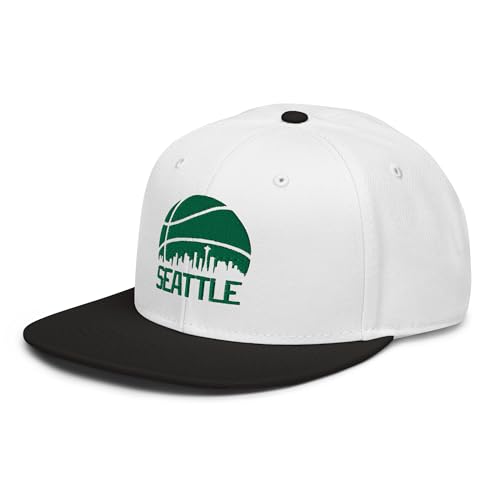 Generic Seattle Basketball Skyline Retro Snapback Hat Baseball Cap Black/White/White