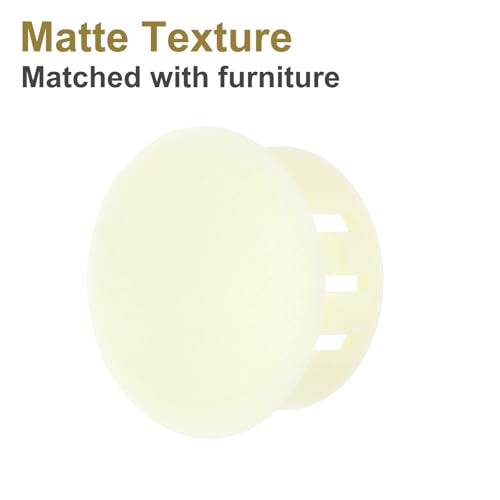 Image of MECCANIXITY 64PCS 22mm(7 /8 inch) Cream White Plastic Hole Plugs, Flush Type Panel Hole Plugs Insert End Caps for Locking Hole Tubes Furniture Cabinet