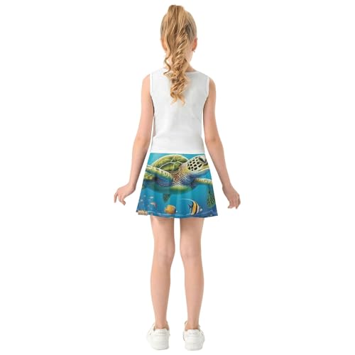 Vibrant Sea Turtle Underwater Tennis Skirts Toddler Kid Teen Athletic Shorts Girls Skorts School Skirt 4t4
