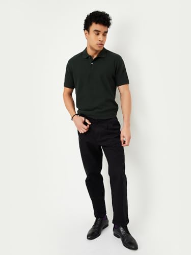 Image of Max Mens Cotton Blend Regular Fit Half Sleeves Solid Polo T-Shirt