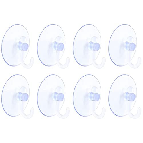 FUYOAL Suction Hooks, 8 Pcs, Clear, Max 2 KG Load