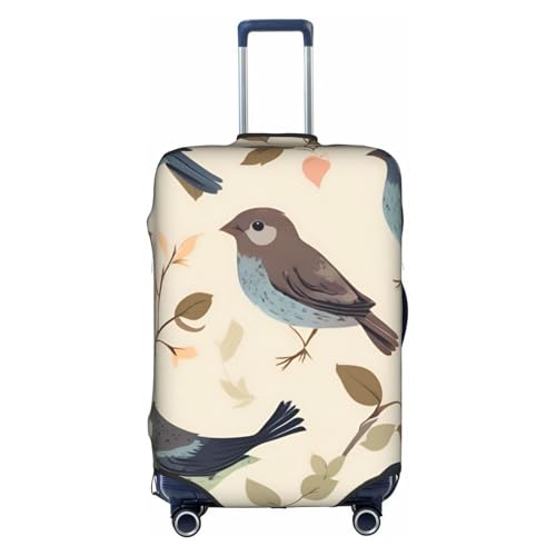 Bird Pattern Print Protective Suitcase Cover Washable Travel Luggage Protector with Concealed Zipper
