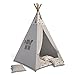 Best For Kids Tipi tienda de campaña india Wigwam para niños, con accesorios, color gris