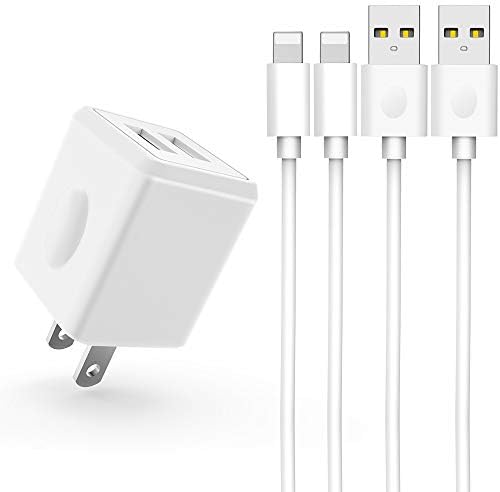 Canyso iPhone Chargers, Durable Dual USB Portable Travel Wall Charger USB Adapter with 5FT [2-Pack] Phone Charging Cable Charging Cord Compatible Phone X/8/7/6/6S/6S Plus/5S/5C/5/iPad/iPod & More