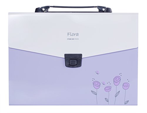 Shuter Accordion Expanding File Folder,13-Pockets,A4 Size,Handle and Tabs,Buckle Closure (Purple)