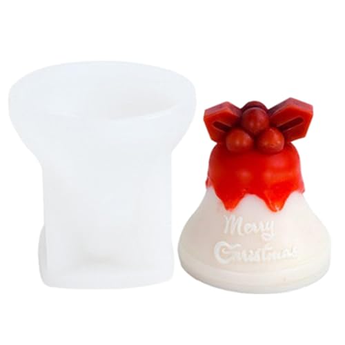 Stampo in silicone di Natale, a forma di campana, a forma di candela, per candele in silicone fai da te, stampi per sapone, decorazioni natalizie