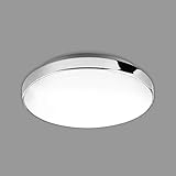 Moderne LED Deckenlampe in weiß-chrom, gefertigt aus Kunststoff-Metall