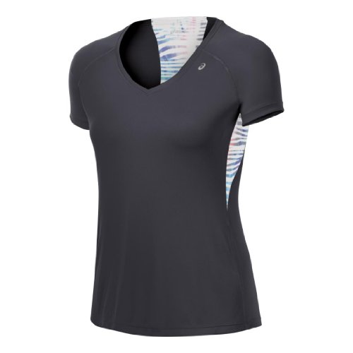 ASICS Women's Favorite Short Sleeve, Steel/Bengal Print, X-Small