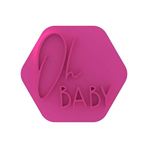 LissieLou Oh Baby Cookie Stamp Baby Shower or Gender Reveal Party Icing Fondant Embosser - Light Pink Cover
