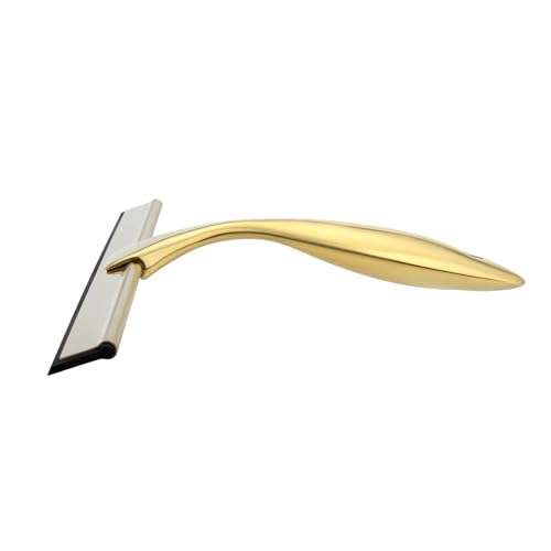 Image of 12 inch Shower Squeegee Stainless Steel Bath Squeegee for Shower Doors Bathroom Cleaner Tool Household Window Mirror Squeegee for Home Cleaning, Glass Door, Tile Wall, Car, Gold