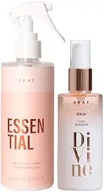 Kit BRAÉ Essential + Divine Sérum Plume - Brilho Espelhado e Controle de Frizz para Cabelo - 260ml + 60ml