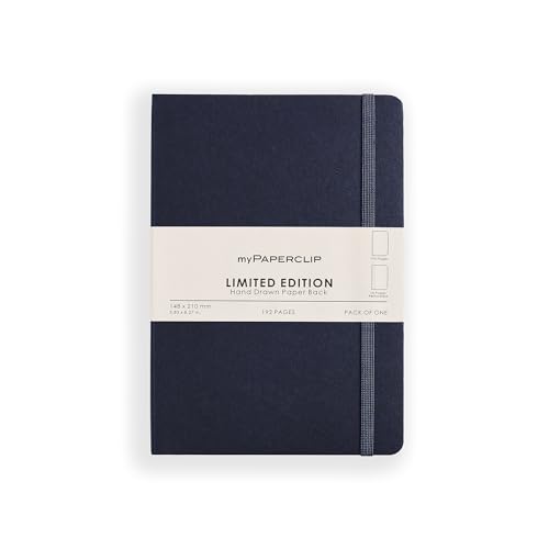Image of myPAPERCLIP Limited Edition A5 Plain /Unruled Notebook | 192 Pages, 100 GSM, Soft Cover, A5 (5 .83 x 8.27 in) | Flat Lay Design | Bookmark, Elastic Closure | Imperial