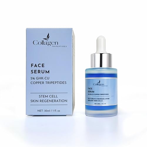 Collagen Tripeptides - 5% Copper Tripeptide GHK-Cu + Palmitoyl Tripeptides Face and Neck Serum Skin Revitalizer, Support Anti Wrinkle, Tightening, Collagen - For Men and Women