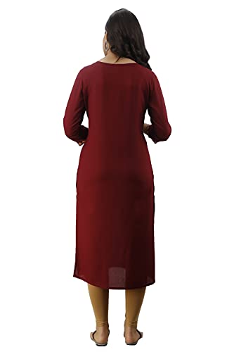 Image of Women's Rayon Heavy Embroidery Work Straight Kurta