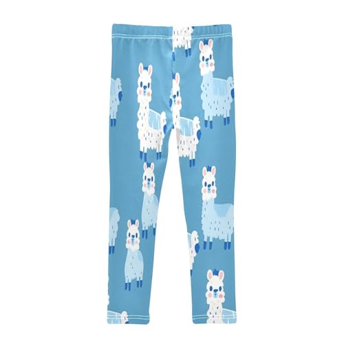 Bolaz Toddler Girls Leggings Printed Yoga Pants Leggings Alpaca Blue Background for Kids2