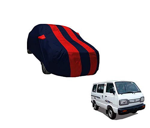 Image of Auto Hub Car Cover Compatible with Maruti Omni with Weather Proof, Mirror Pocket, Triple Stitched, Omni Car Cover- Navy-Red